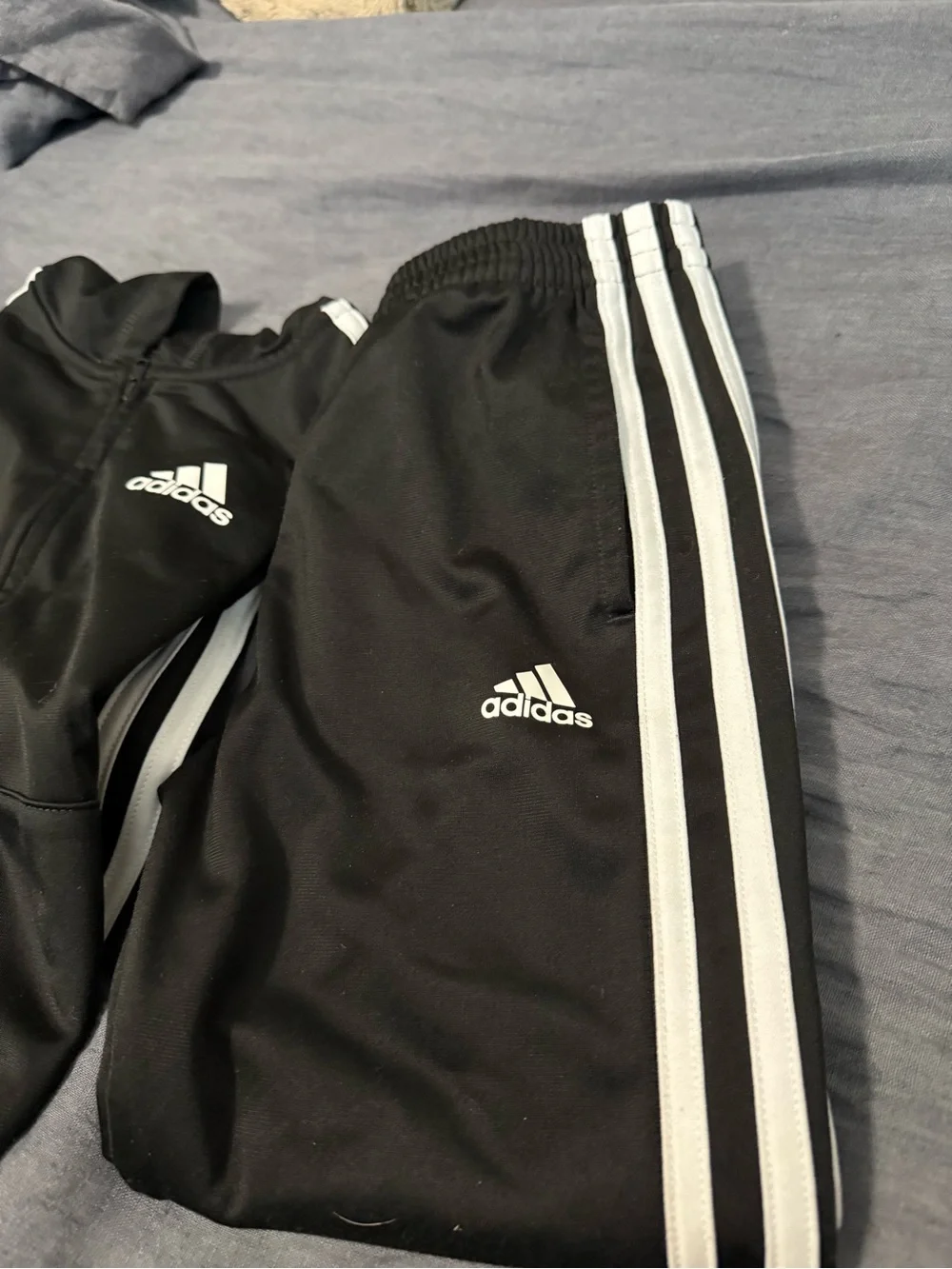 Adidas Black Tracksuit Jacket & Pants with White Stripes  SIZE 5